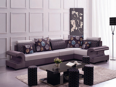 探寻时尚与舒适的完美结合 佛山顺德旺府家具紫色布艺组合沙发详解